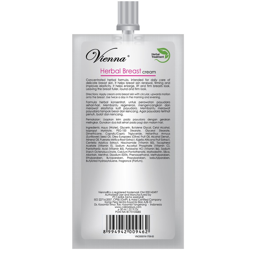 VIENNA BREAST CREAM HERBAL 30ML SACHET