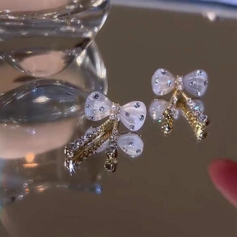 Cinta Rumbai Multi-Layer Berbentuk Hati Cinta Ringan Geometris Anting-Anting Persegi Trendi Bersih Busur Merah Anting Berkualitas Tinggi