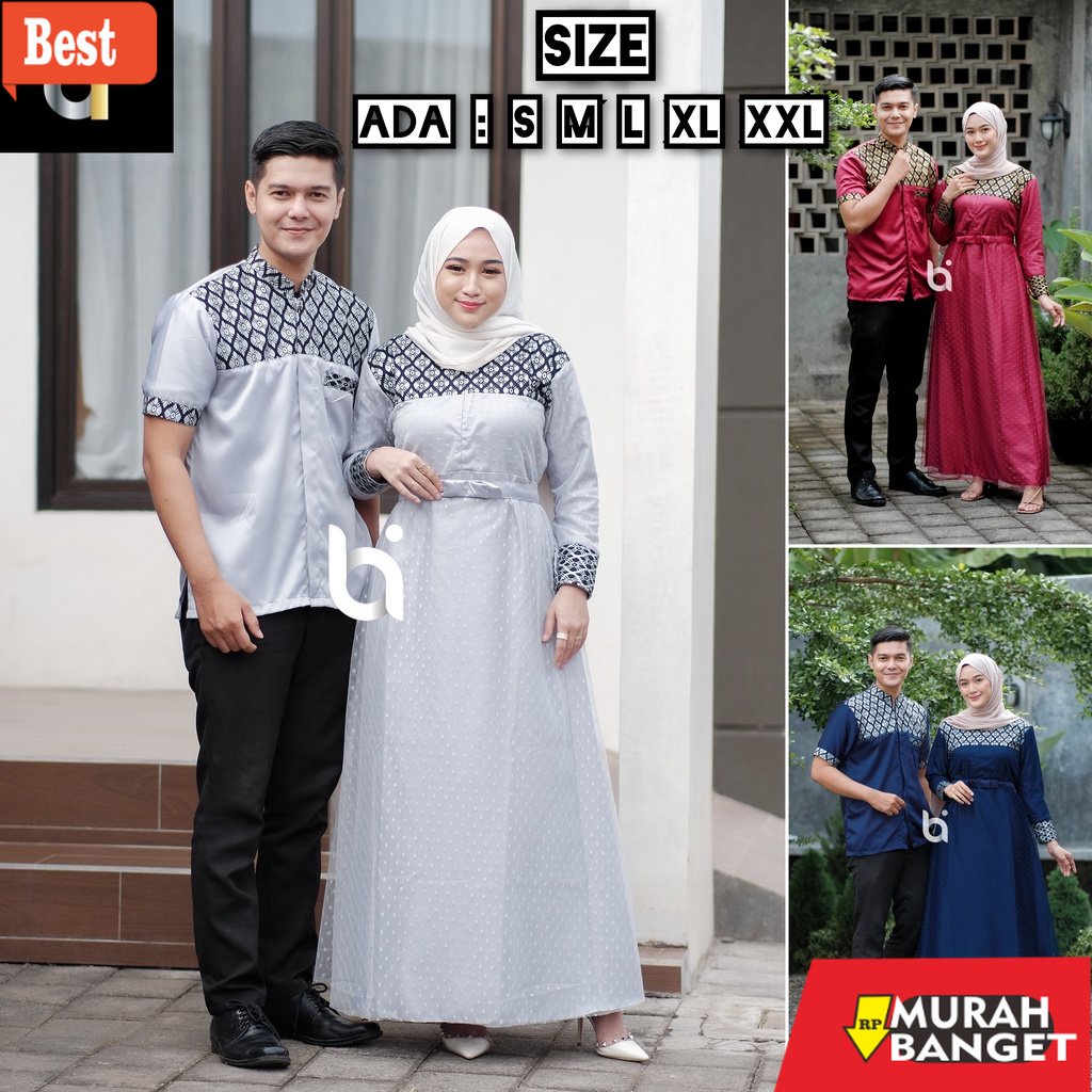 Baju model modern terbaru- BAJU BATIK COPLE GAMIS KONDANGAN COUPLE PASANGAN SUAMI ISTRI GAUN PESTA M
