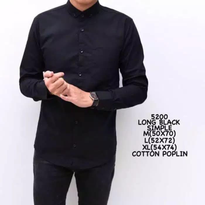 Kemeja Formal Cowok polos lengan panjang slimfit hem pria kantor Hitam Navy Maroon Putih