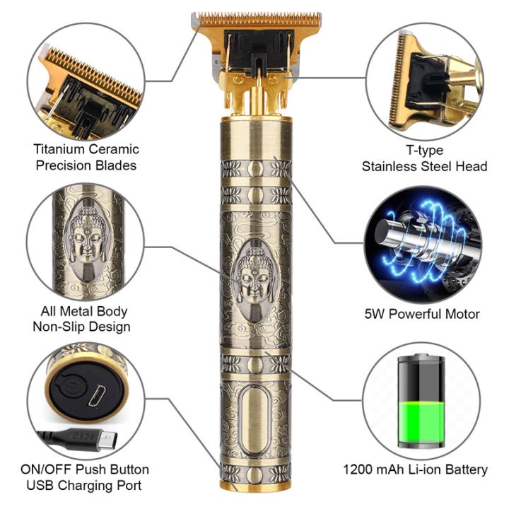 Alat Cukur Rambut Razor T9 Elektrik  Vintage Mesin Cukur Listrik USB Rechargeable