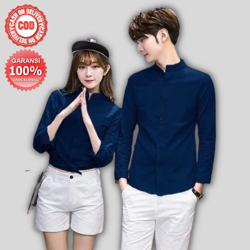 PROMO COD Kemeja Couple Pasangan Cewek Cowok Polos lengan panjang Kemeja pria slimfit premium Baju K