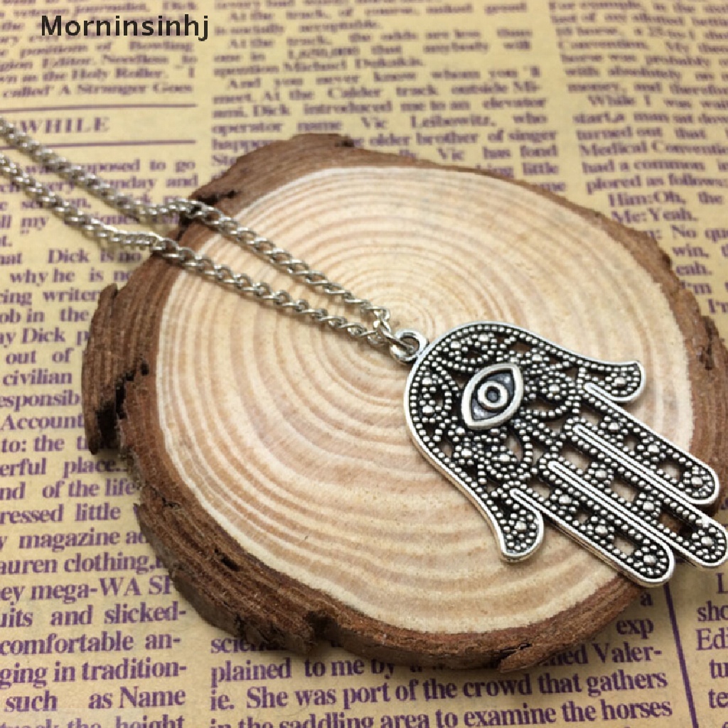 Mornin Perlindungan Keberuntungan Hamsa Simbol Fatima Tangan Evil Eye Pendant Chain Necklace id