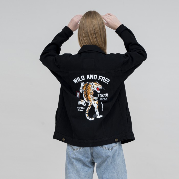 Houseofcuff Jaket Jeans Denim Hitam Tebal Wanita Unisex Tokyo