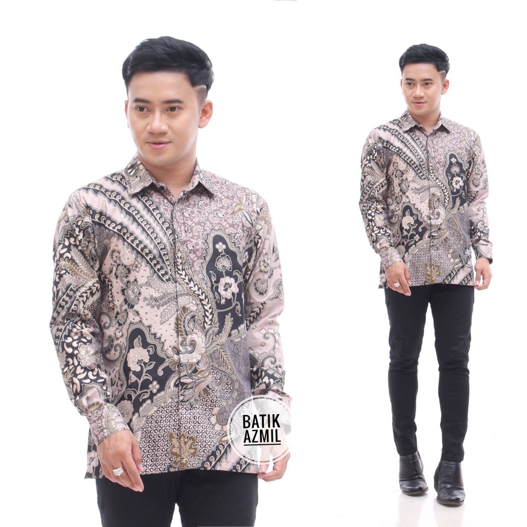 Kemeja Batik Pria Modern Lengan Panjang Casual Modis Slim Fit Trendy Masa Kini OL 160