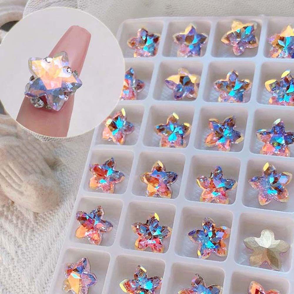 Agustina Kuku Berlian Buatan Warna-Warni Kilau Pesona Kuku Fashion Jepang Nail Art Profil Bor 3D Nail Art Drills