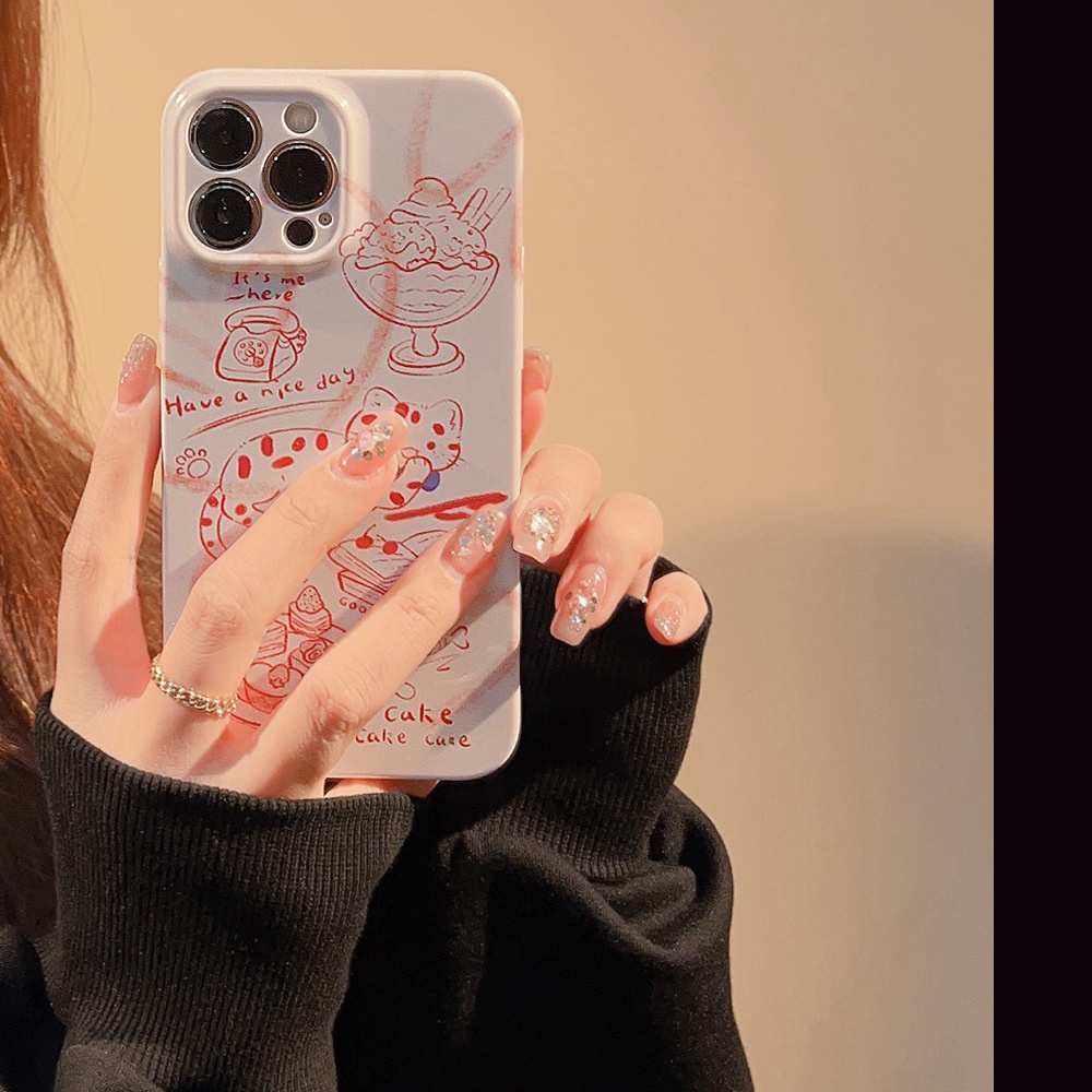 Ins Lucu Kucing Malas Kartun Hard Shell Case Untuk Iphone SE 2020 7 /8 Plus 14x XR XM 11 12 13 PRO MAX Casing Cover Pelindung AT0066