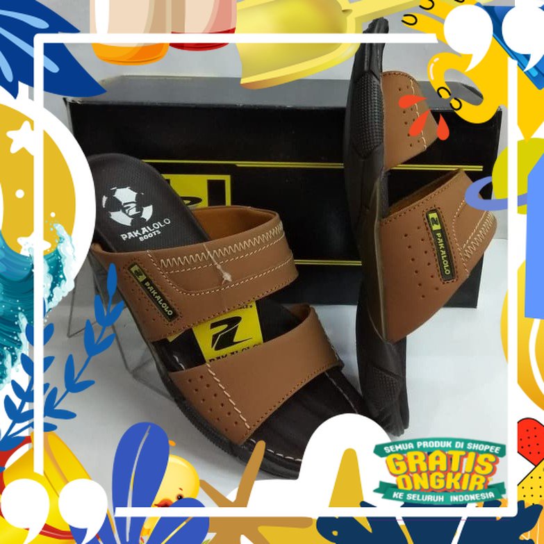 Sandal Kulit Pria PAKALOLO 0931 / 0933 Series (Original)/ merah putih biru polos
