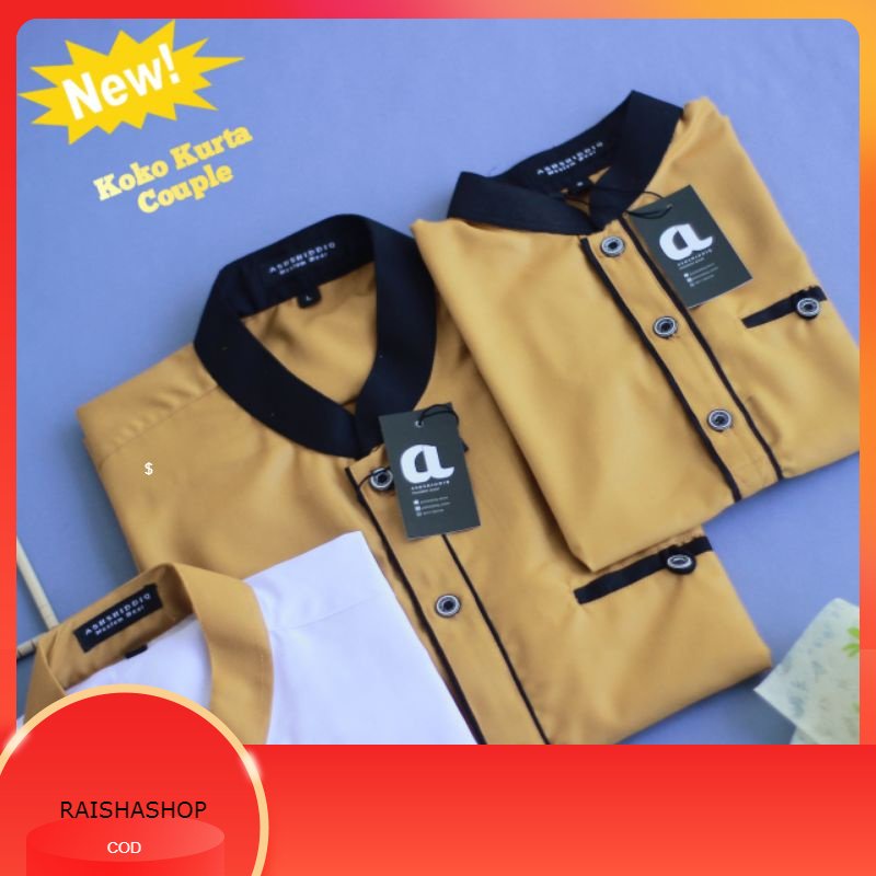Baju Koko Kurta Pria Couple Ayah dan Anak laki laki Lengan 3/4 Bahan Toyobo Royal Mix warna putih mu