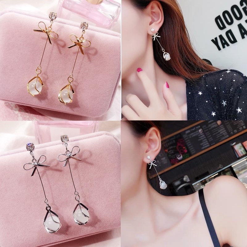 Anting Opal Tahun Baru Gaya Baru Anting Trendi Perempuan Korea Influencer Temperamen Terlihat Wajah Tipis Anting Panjang Earrings Earrings