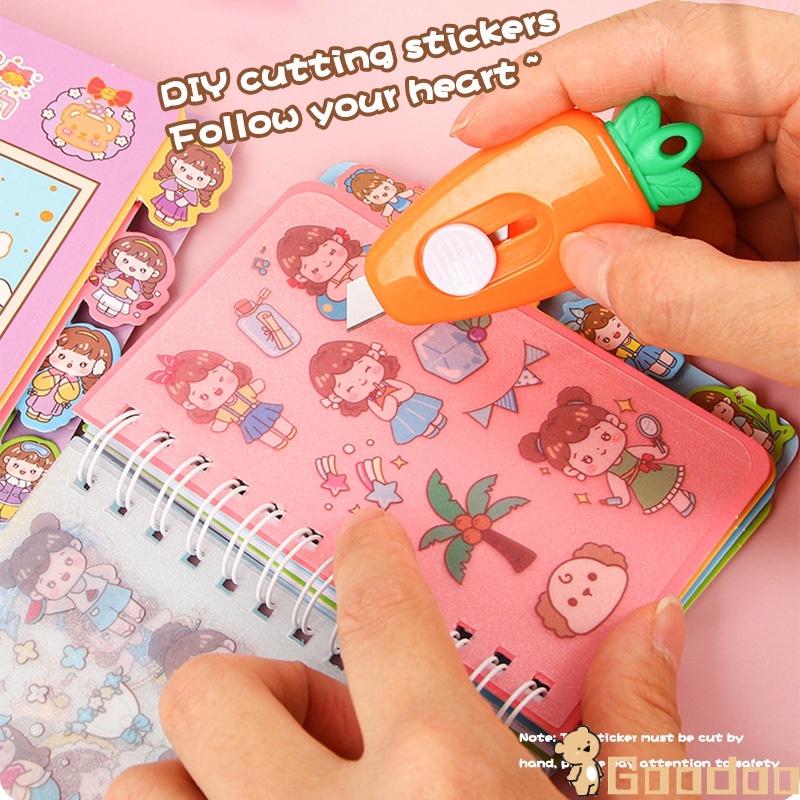 2 in 1Buku Catatan Stiker Kartun Lucu Rollover Coil Buku Notebook Journal Alat Tulis-Doo