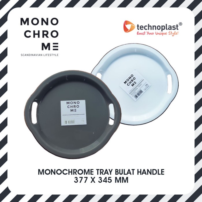 TECHNOPLAST Monochrome Modern Tray / Nampan Bulat Serbaguna 350X380Mm Happystore