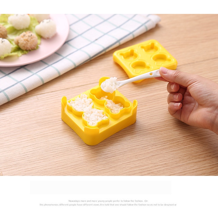 Cetakan Nasi Bento Beruang Mini 4 in 1 Bekal Anak Mini Bear Bento Mould