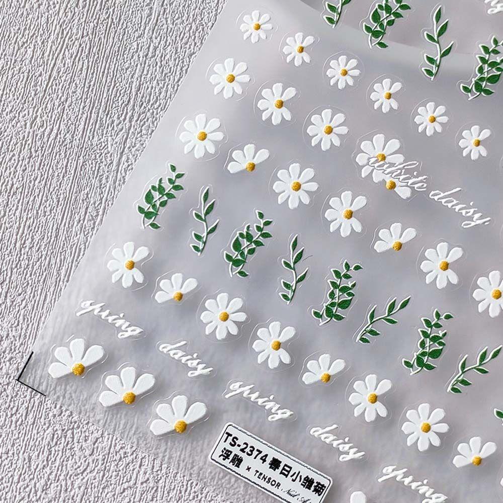AUGUSTINA Agustina Bunga Stiker Kuku Jepang Nail Art Kupu-Kupu Daisy Self Adhesive Dekorasi Kuku