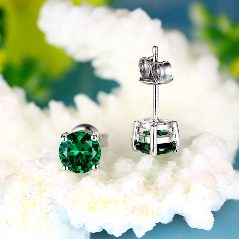 Goldkingdom Fashion Perhiasan Aksesoris Ready Stock Drainase Produk Kesejahteraan Grosir Imitasi Emerald Earrings Earrings Jewelry Retro Kristal Tourmaline Wanita.