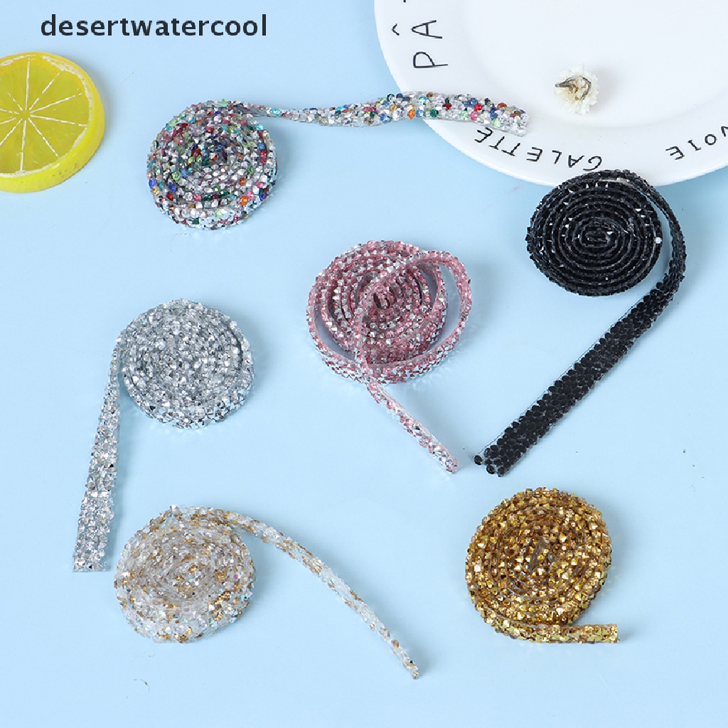 Deid 1yard Hiasan Jahit Motif Kristal Fix Rhinestone Tape Pita Dengan Rhinestones Martijn