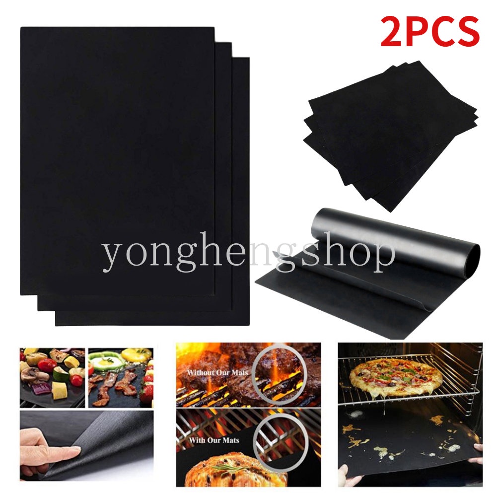 2pcs/set Non-stick BBQ Grill Mat Reusable Baking Mat Barbecue Liner Memasak Memanggang Lembaran Tahan Panas Oven Baking Mat Alat Dapur