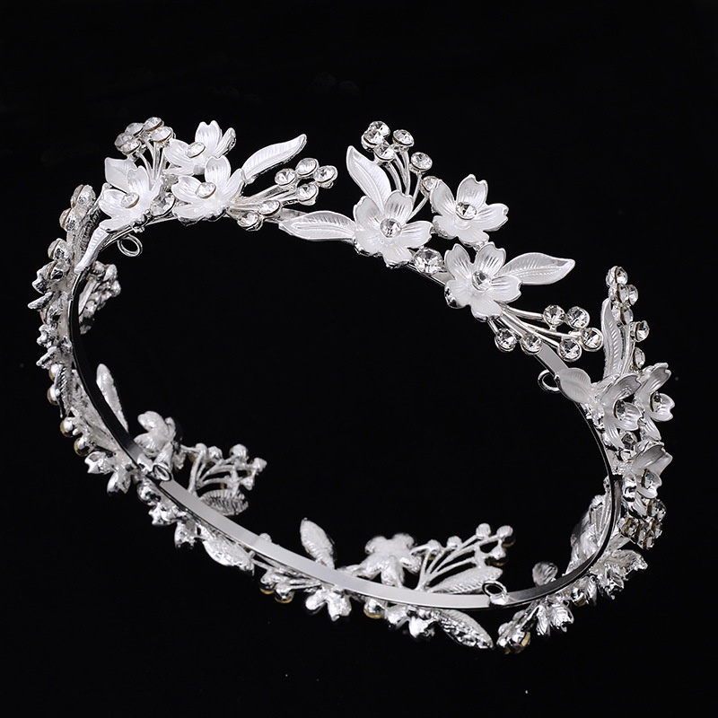 Fashion Alloy Lukisan Cat Wanita Putih Baking Paint Bridal Headband Hiasan Kepala Pernikahan Rambut Band Vintage Gaun Mutiara Rambut Mahkota