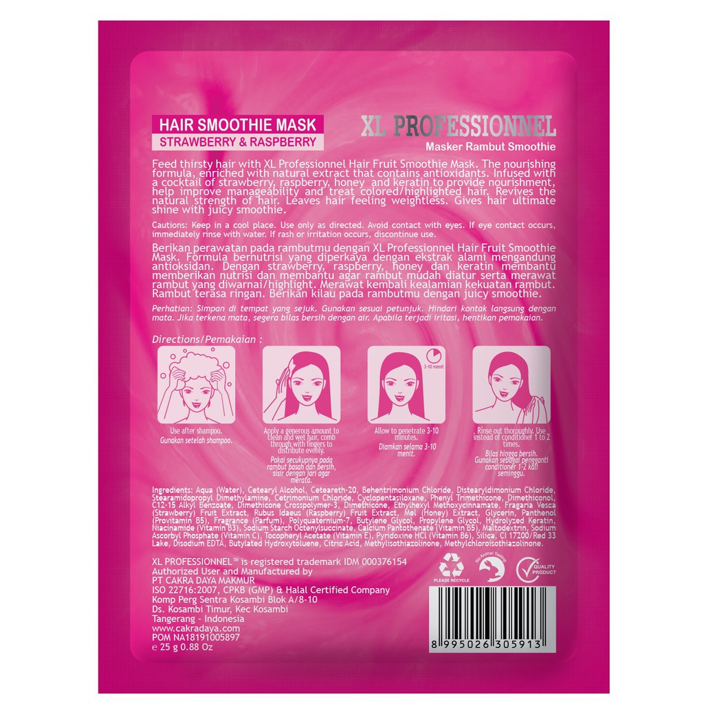 XL PROFESSIONNEL SMOOTHIE MASK 25GR STRAWBERRY &amp; RASPBERRY