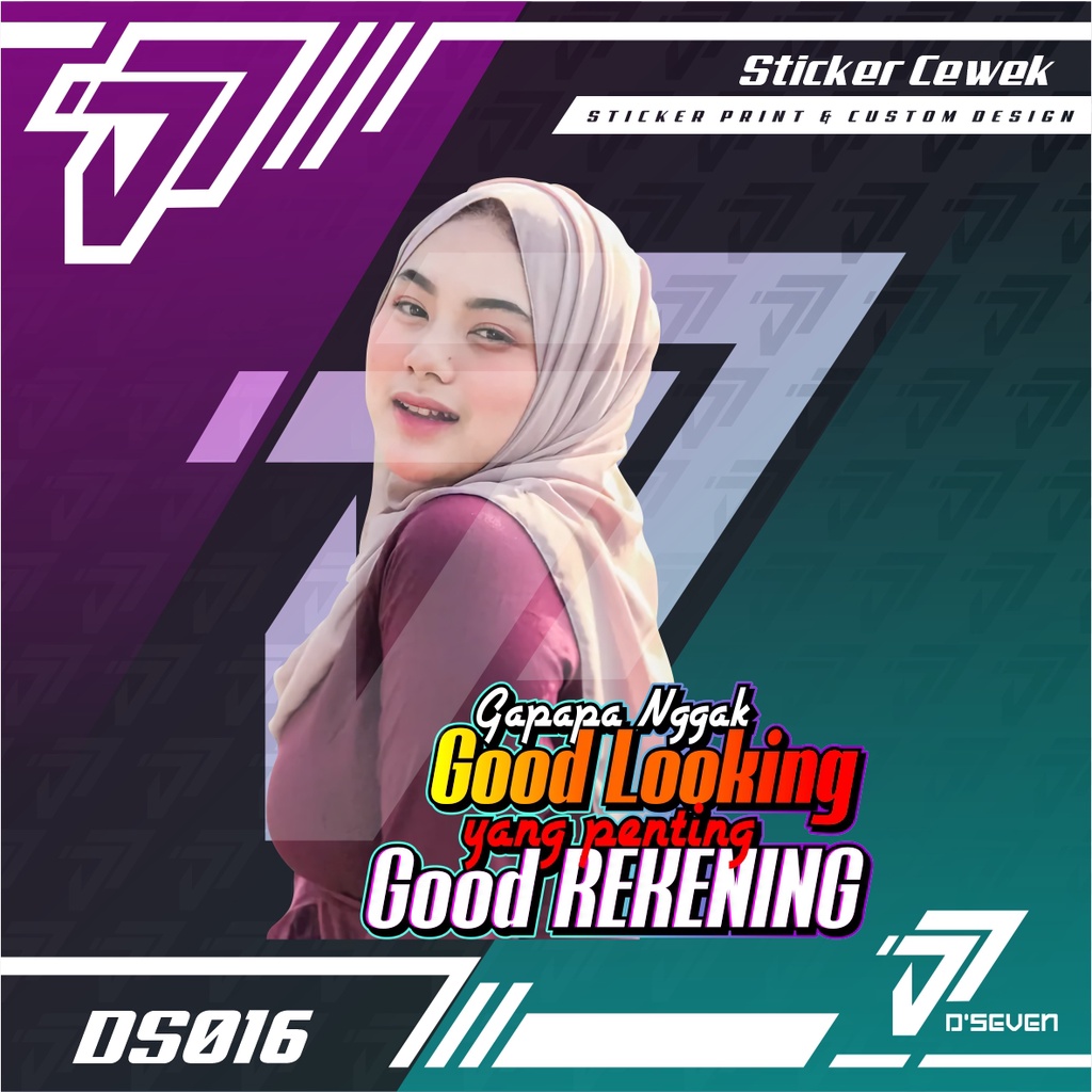 Stiker Foto Cewek Cantik Hijab Vector Custom Bisa Request Foto & Kata-kata - Stiker Mobil / Motor / 