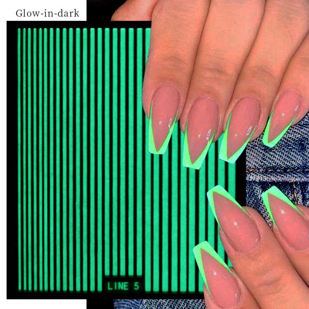 AUGUSTINA Stiker Kuku Garis Agustina Ins Style Bronzing Lines Garis Laser Dekorasi Kuku Korea