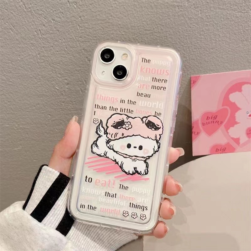 IPHONE Casing Ponsel Lembut Lucu Kompatibel Untuk Iphone11 14 13 12 Pro XS Max X Xr7 +8 Plus Casing Transparan TPU Silikon Shockproof Cover