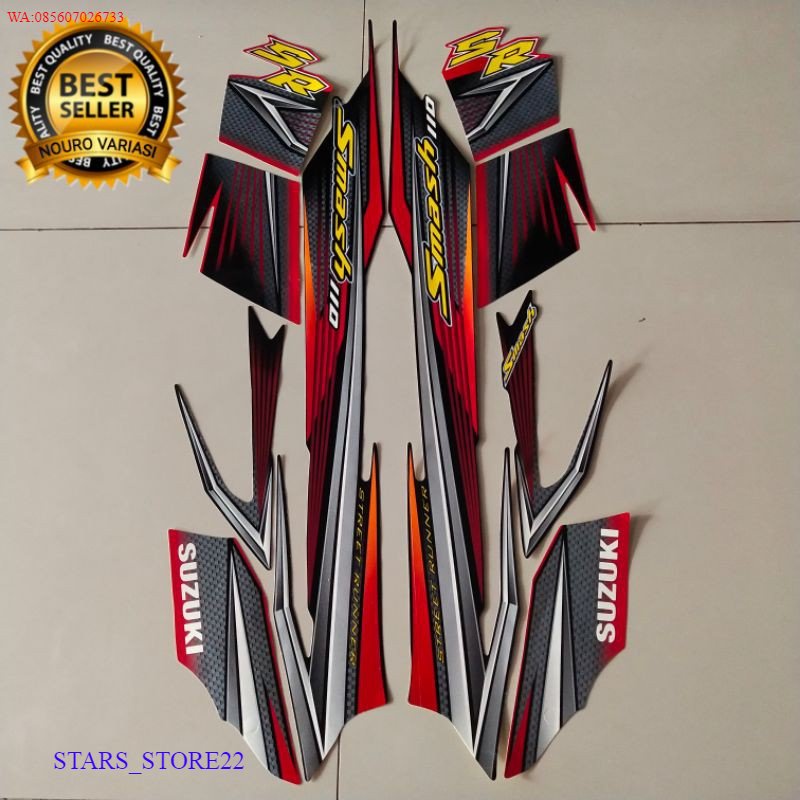 (ORI) striping suzuki smash 110 sr 2007 2008 hitam merah body standar KUALITAS ORIGINAL