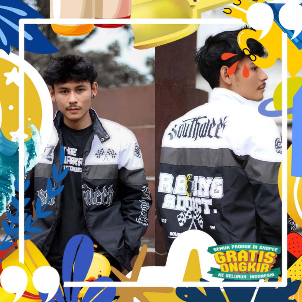 JAKET PRIA - JAKET BOMBER - JAKET NASCAR SALVIO HEXIA - JAKET HITAM - JAKET NASCAR - JAKET BOMBER - 
