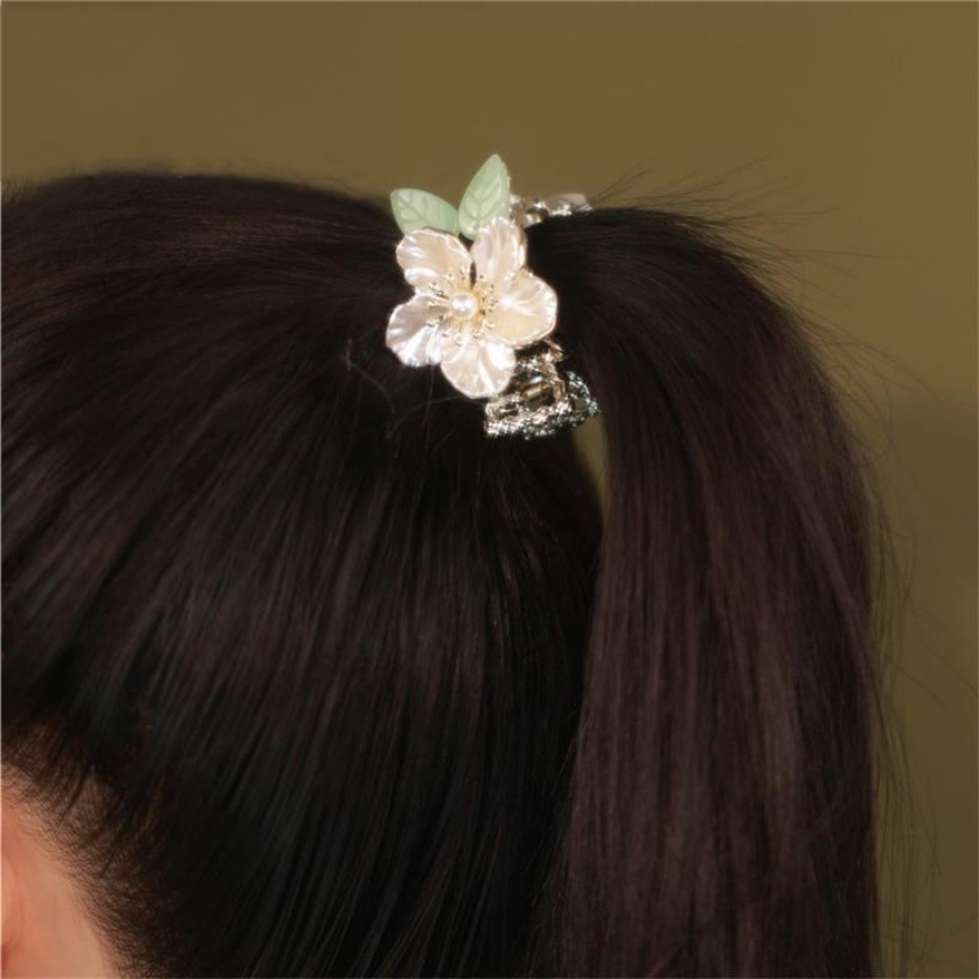 Korea Logam Kristal Bunga Rambut Klip Rumbai Mutiara Jepit Rambut Hair Claw Woman Aksesoris Rambut