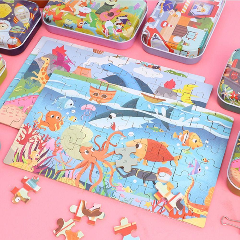 Mxbeauty Montessori Games Hadiah Ulang Tahun Kecerdasan Hadiah Natal Jigsaw Cognition Thinking Training Kartun Hewan Kendaraan