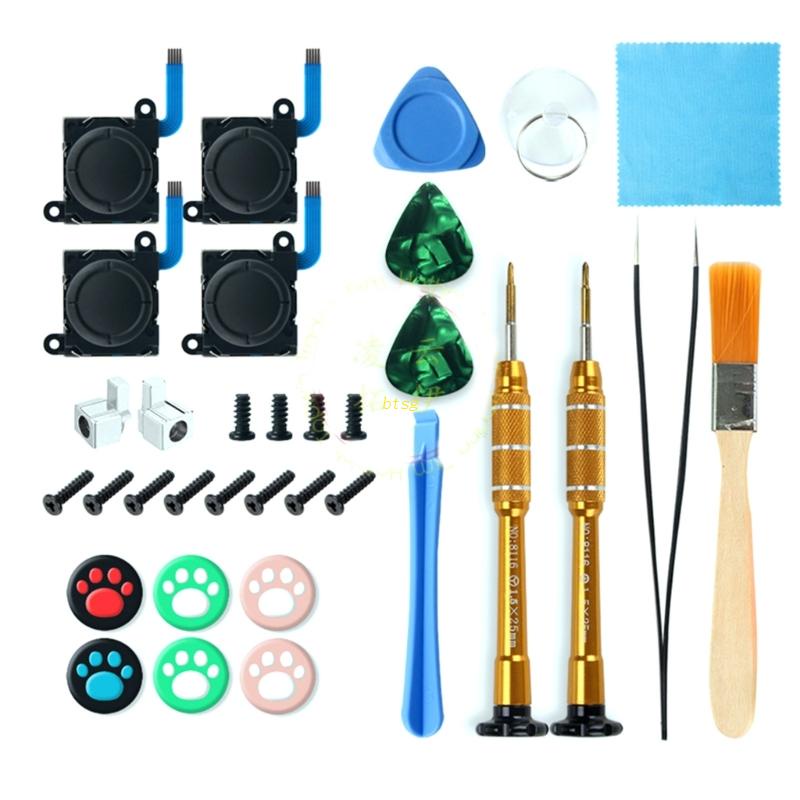 Btsg 34-in-1 Repair Tools Kit, Obeng Set Dengan Analog Joysticks Tweezer Thumb Grip Caps Untuk Switch OLED