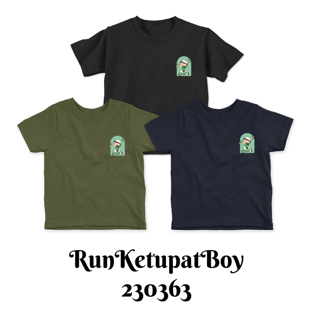 Baju Kaos Pendek Muslim Ramadhan Series Ketupat Lebaran Boy Size Bayi Anak Dewasa Bahan katun Combed 30s Premium