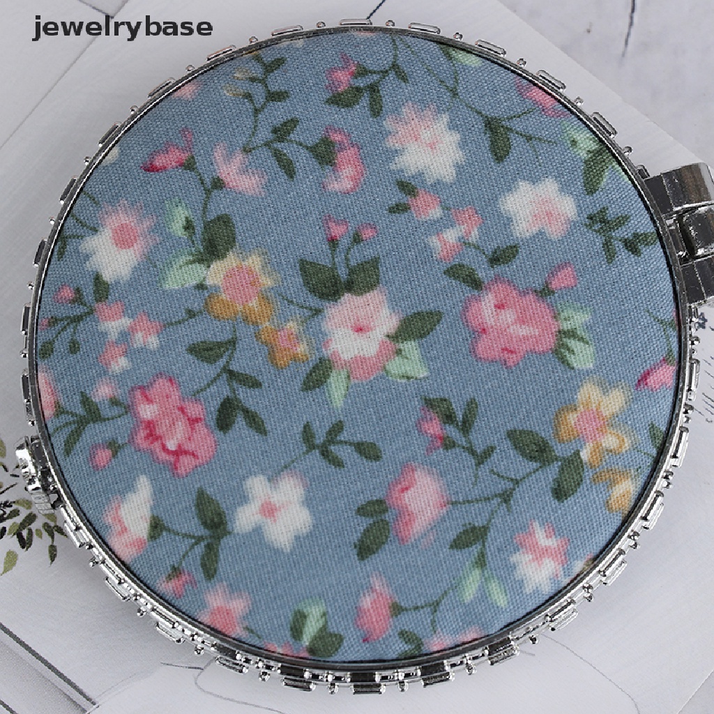 [jewelrybase] 1pc Cermin Bunga Saku Mini Portable Dua Sisi Lipat Make Up Wanita Butik Vintage