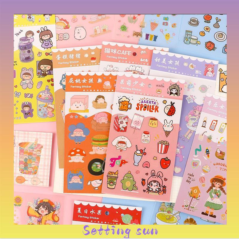 6pc Stiker Cute Cartun Lucu Food Pet Diy Diary Jurnal Palnner Deco Hias TN