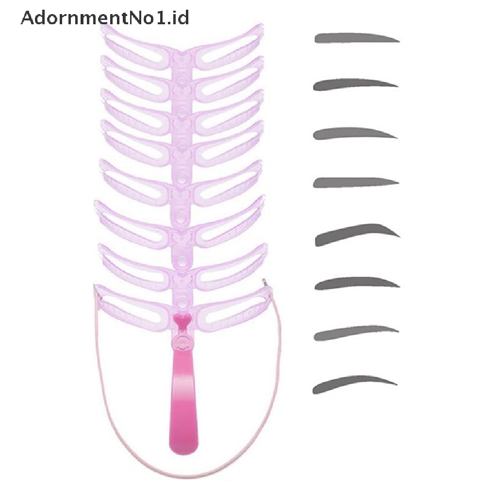 [AdornmentNo1] 8pcs Stensil Alis Dengan Pegangan Dan Tali Dapat Dicuci Reusable Template Alis [ID]