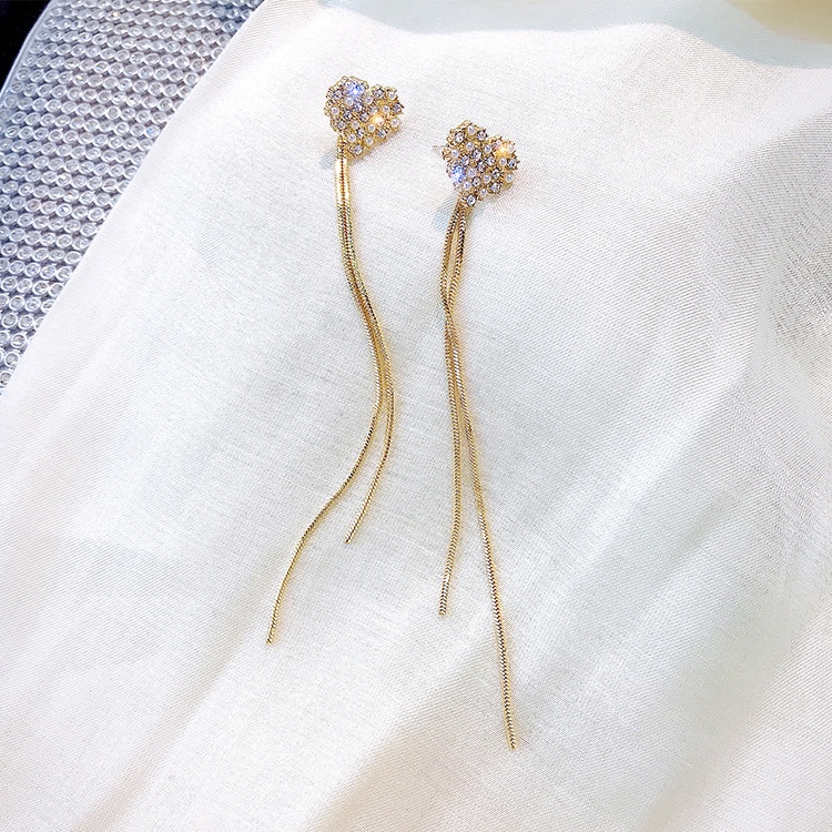 Mutiara Cinta Anting Rumbai Gaya Panjang All-Match Terlihat Wajah Tipis Dua-Pakaian925 Perak Jarum Anting Earrings Earrings