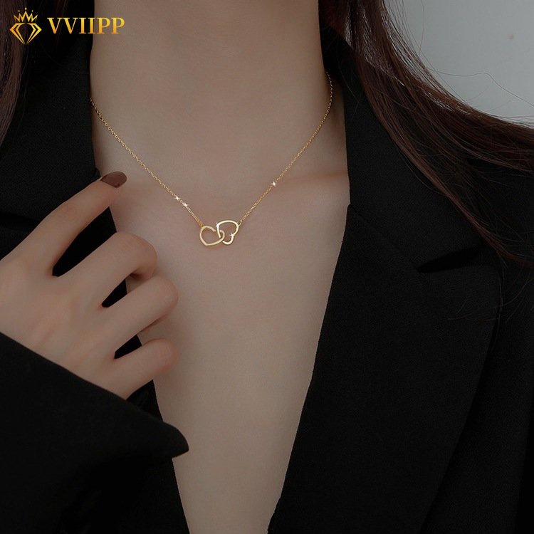 Buckle Heart Necklace Simple Hollow Pendant Gold Silver Chain Choker for Women Jewelry Accessories