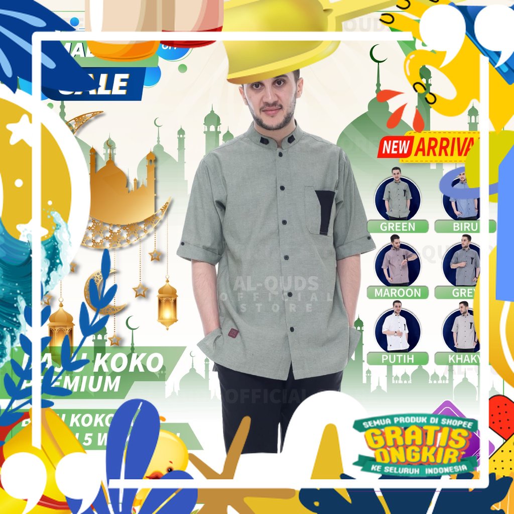 Super Mewah / Baju Koko Pria Dewasa Muslim DZAKY Lengan Pendek Panjang Kurta Dewasa Pria Putih Hitam