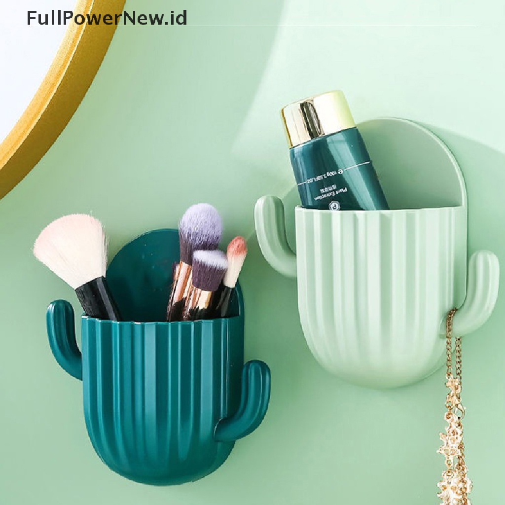 Power Makeup Brush Toothbrush Holder Dinding Perekat Diri Seamless Rak Penyimpanan Kaktus ID