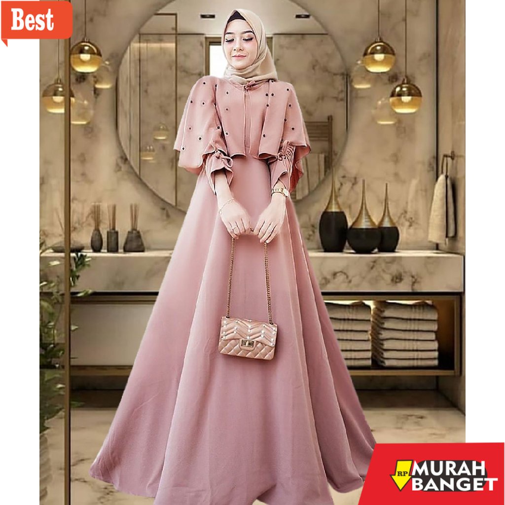 GAMIS RAMADHAN TERBARU UNTUK WANITA- [R.A] Caca Dress Carita Maxy | Sabrina Dress l Gamis Muslim Wan