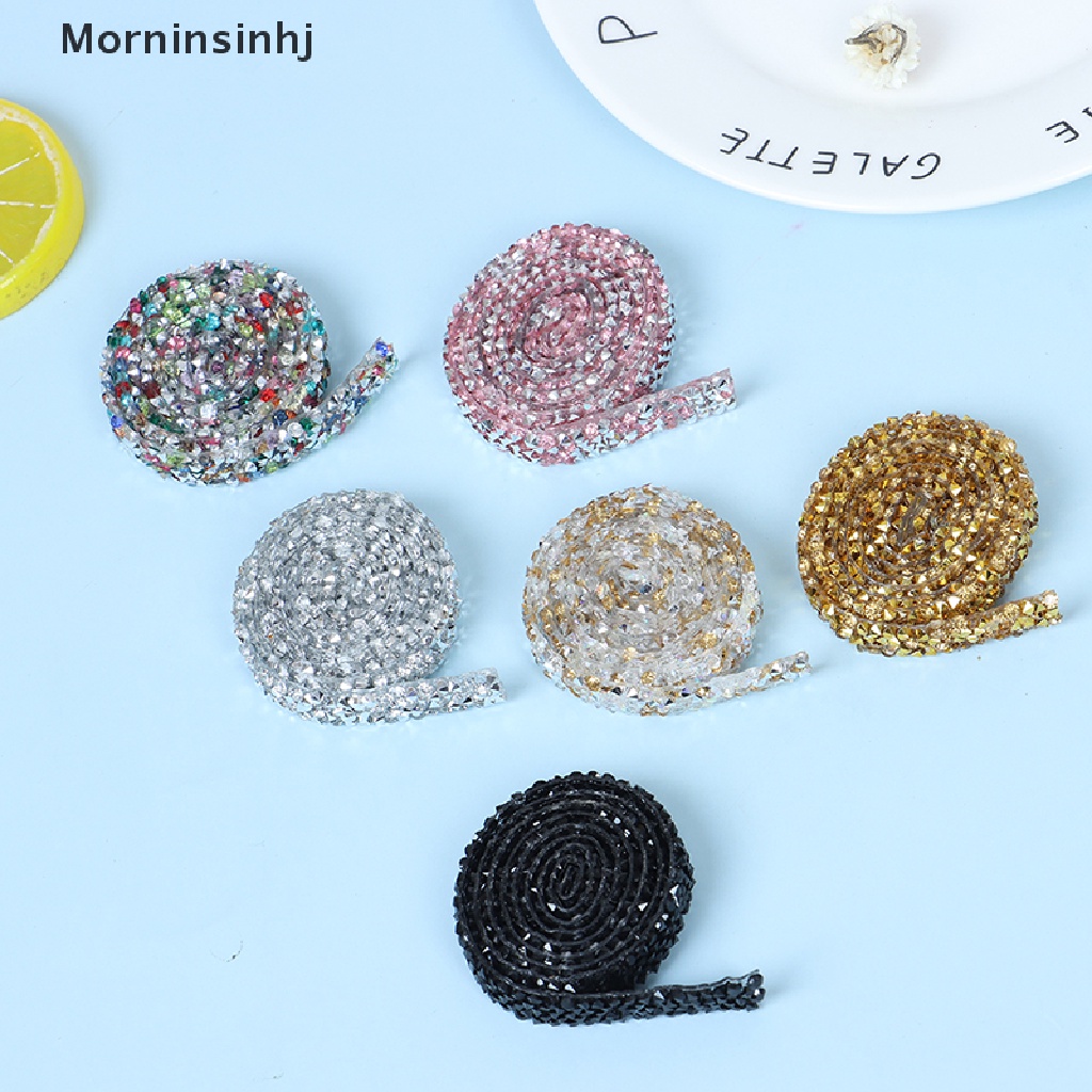 Mornin 1yard Hiasan Jahit Motif Kristal Fix Rhinestone Tape Pita Dengan Rhinestones id