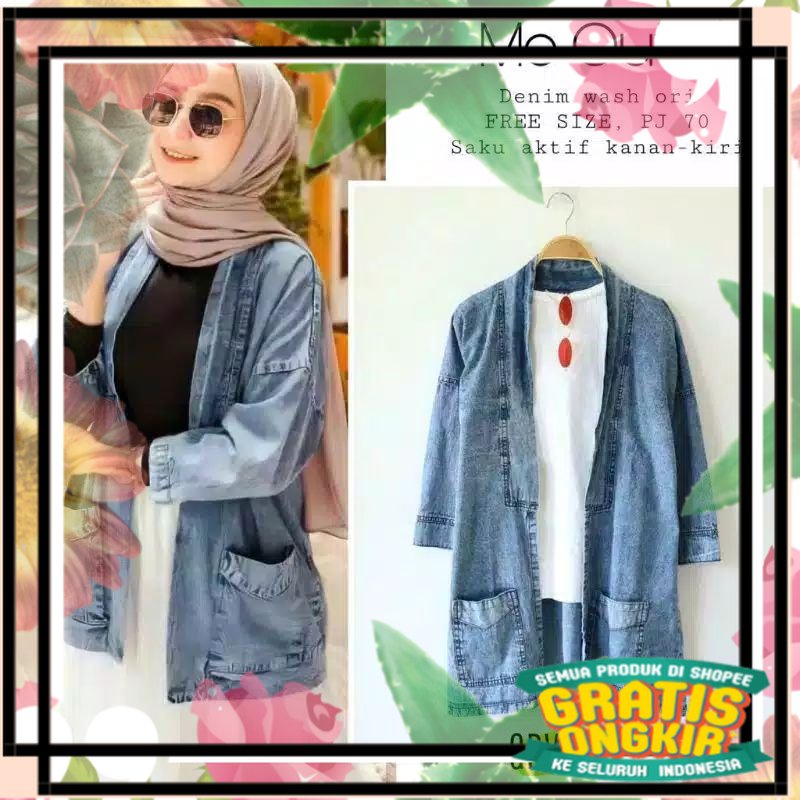 CARDIGAN JEANS WANITA // OUTER JEANS WANITA // KARDIGAN OUTER JEANS JUMBO / babypink