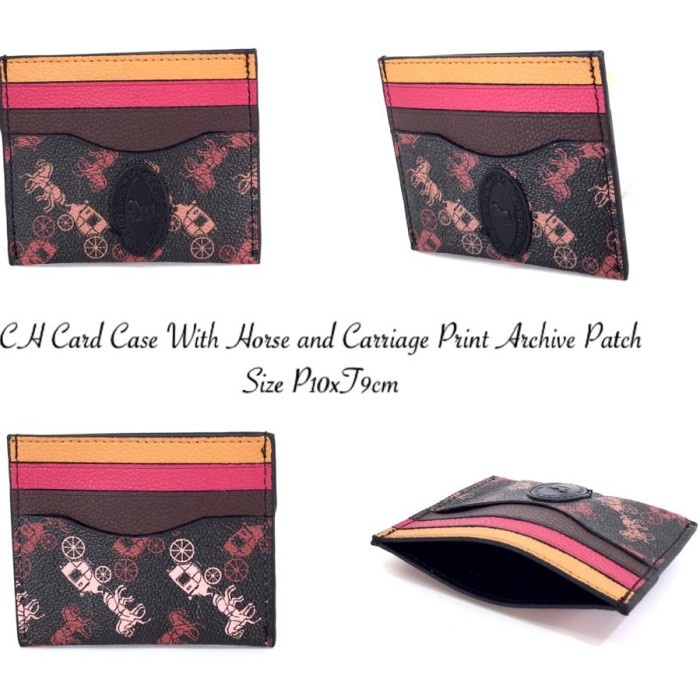 

Dompet Wanita Coach Card Case With Horse and Carriage Print Archive Patch - D