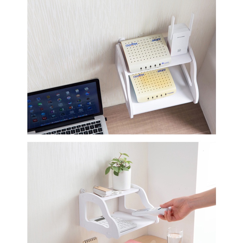 Rack Rak Penyimpanan Router Wifi Dudukan Dinding Set Tv Non-berlubang Tempat Penyimpanan Kotak Atas Gantungan Dinding Pemutar Dvd Rak Berdiri Aksesori Penyimpanan Rumah