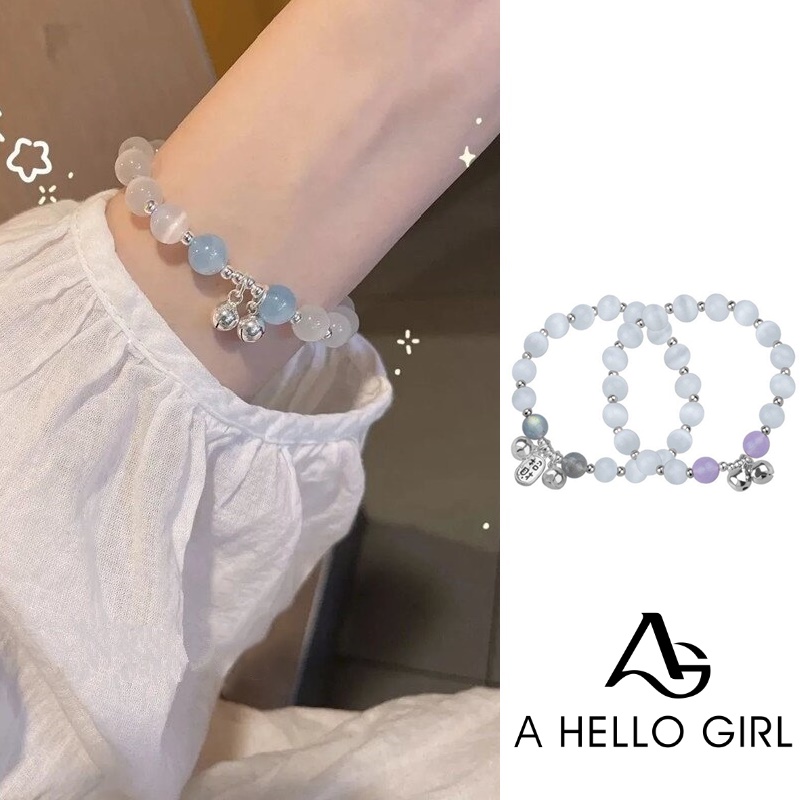 Gelang Tangan Elastis Adjustable Hias Kristal Opal Gaya Korea Untuk Wanita