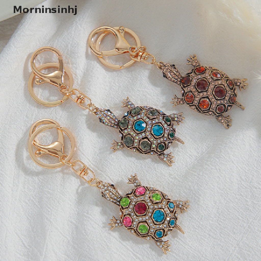 Mornin Fashion Kristal Gantungan Kunci Rings Besar Berlian Imitasi Turtle Alloy Keyring Holder Metal Pendant Keychain Bag Car Keyring Buckle Accessory id