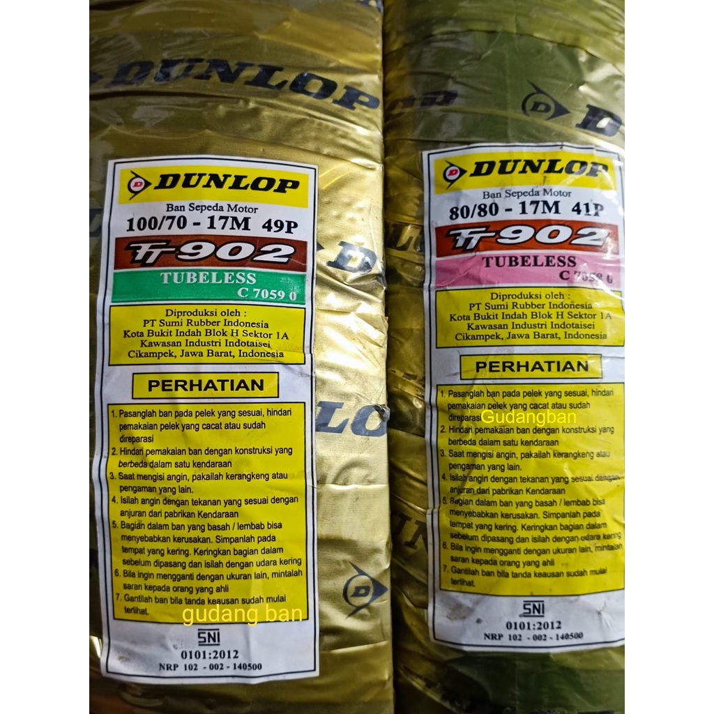 Paket Dunlop TT902 80 80 17 dan 100 70 17 Ban luar Motor bebek New MX Tubeless FREE PENTIL