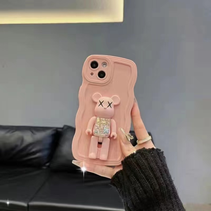 Holder Wave SoftCase Soft Case iPhone 6 6S 7 8 Plus X XR XS Max 11 12 13 14 Pro Max 14 Plus Bearbrick Bear Gloomy Bear Casing hp iphone XR