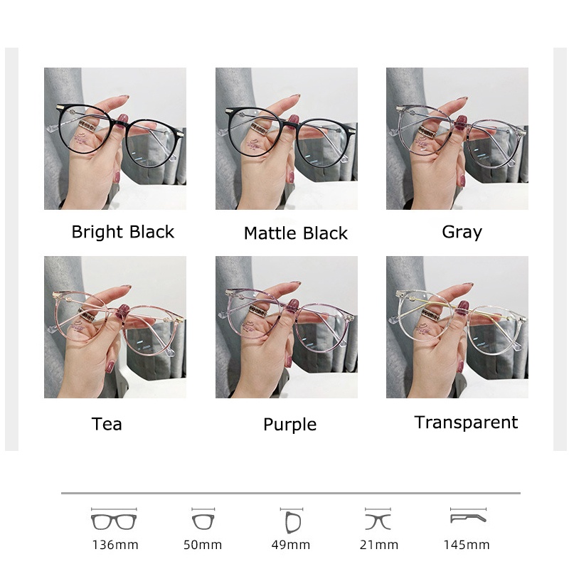 Kacamata Anti Radiasi Tr90 Nyaman Wanita Frame Bulat Lensa Yang Dapat Diganti