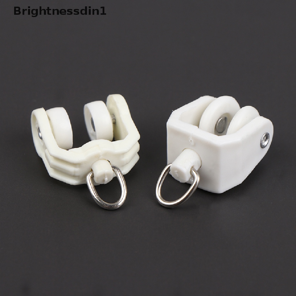 [Brightnessdin1] 10pcs Tirai Plastik Katrol Roda Rol Rel Lurus Melengkung Track Gantung Kait Cincin Slider Rel Guide Wheel Aksesoris Peralatan Rumah Tangga Butik